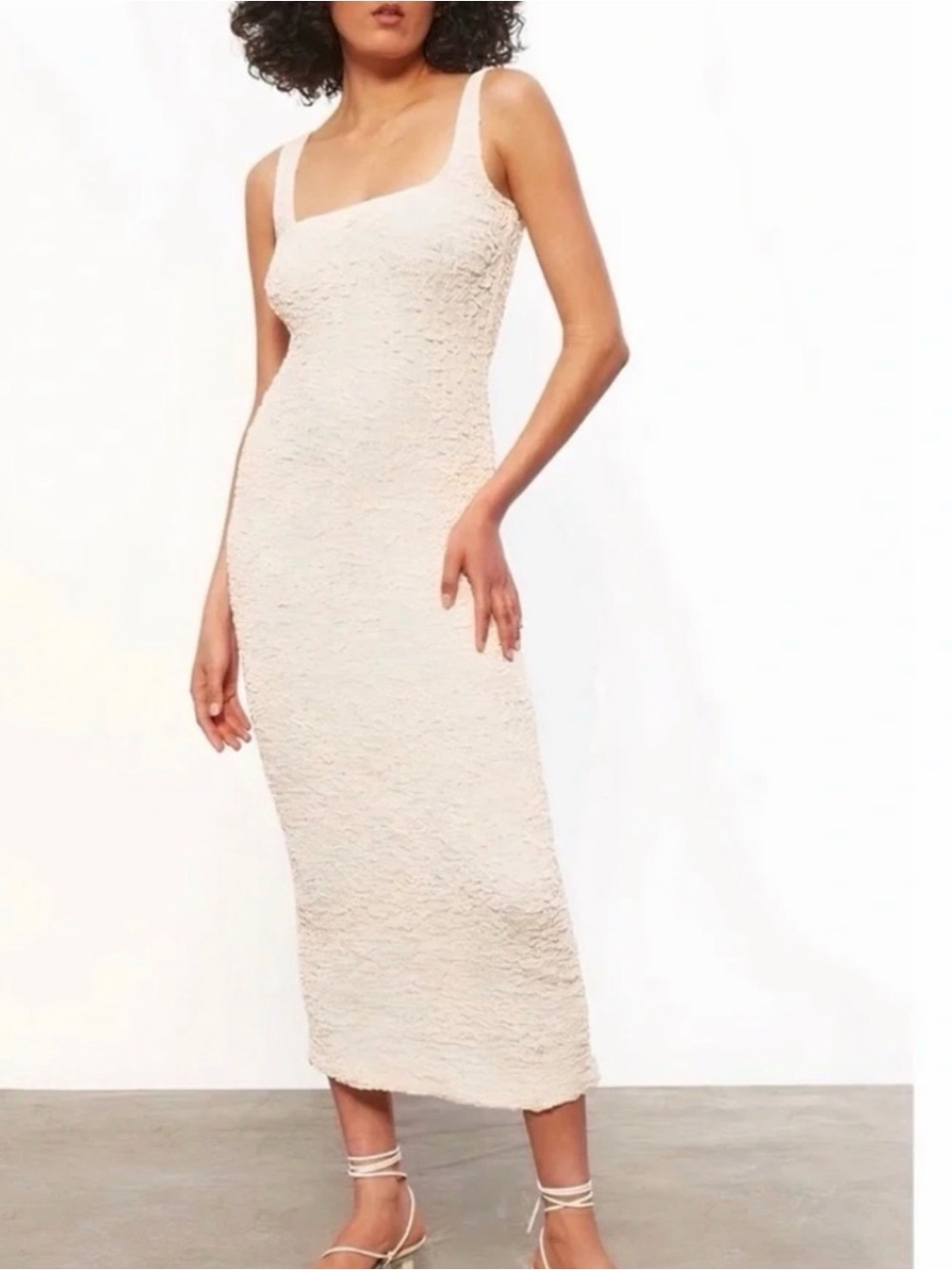 Mara Hoffman Cream Textured Midi Dress